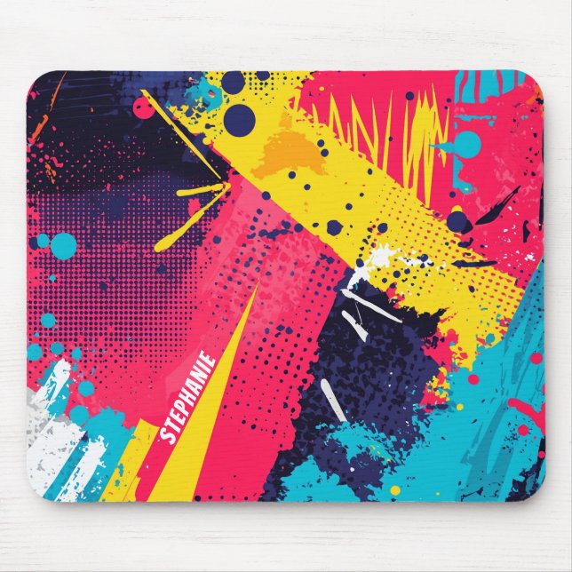 Abstract Colour Splash in Retro Comic Style (2) Mouse Mat (Front)