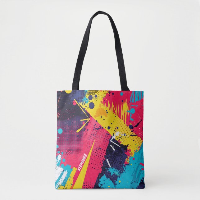 Abstract Colour Splash in Retro Comic Style (2) Tote Bag (Front)