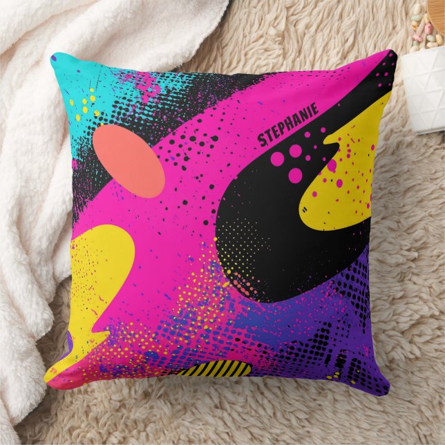 Abstract Colour Splash in Retro Comic Style (3) Cushion (Blanket)