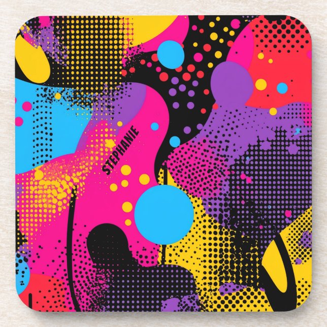 Abstract Colour Splash in Retro Comic Style (4) Coaster (Front)