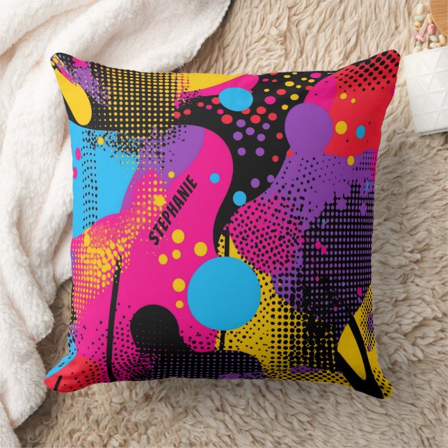 Abstract Colour Splash in Retro Comic Style (4) Cushion (Blanket)