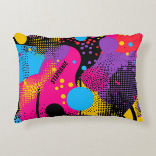 Abstract Colour Splash in Retro Comic Style (4) Decorative Cushion