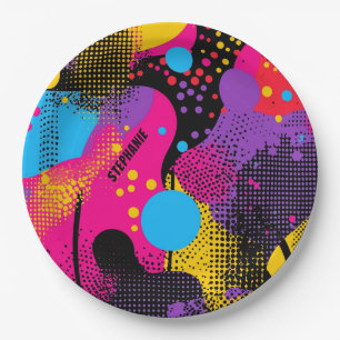 Abstract Colour Splash in Retro Comic Style (4) Paper Plate