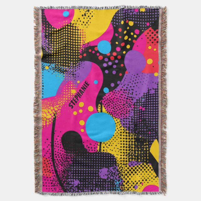 Abstract Colour Splash in Retro Comic Style (4) Throw Blanket (Front Vertical)