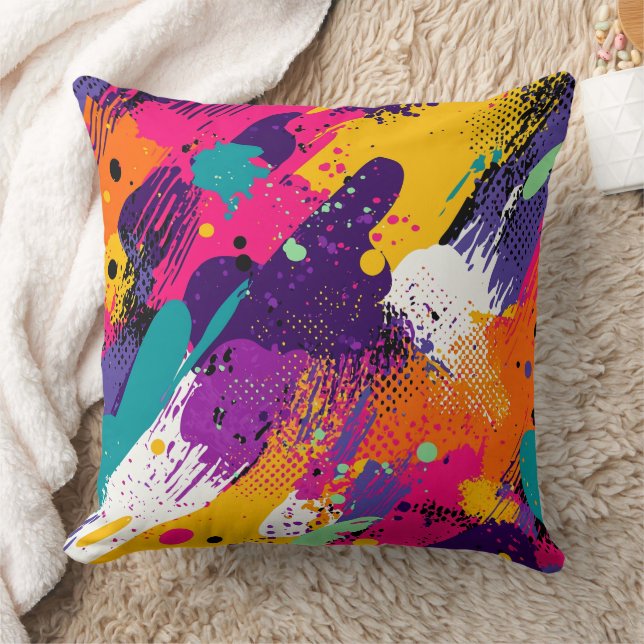 Abstract Colour Splash in Retro Comic Style (5) Cushion (Blanket)