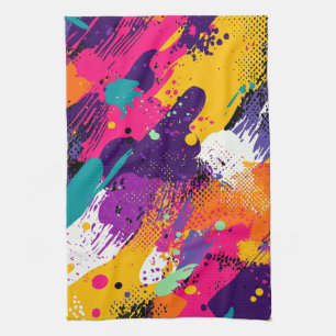 Abstract Colour Splash in Retro Comic Style (5) Tea Towel