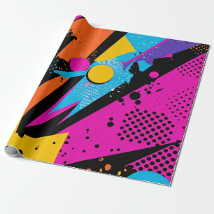 Abstract Colour Splash in Retro Comic Style Wrapping Paper