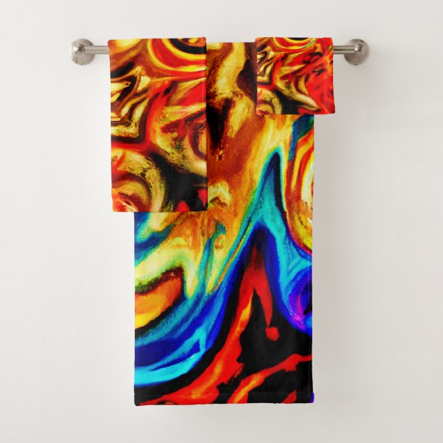 Abstract Colour Splashes Bath Towel Set (Insitu)