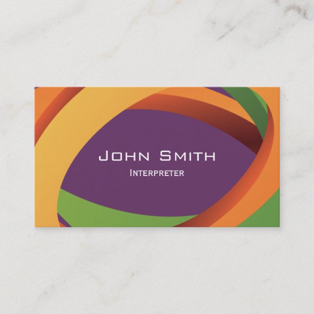 Abstract Coloured Curves Interpreter Business Card (Front)