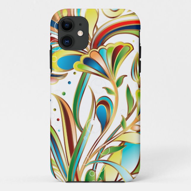 Abstract Coloured Floral Vector Art Case-Mate iPhone Case (Back)