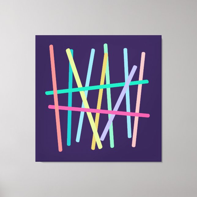 Abstract Coloured Lines Minimalist Canvas Print (Front)