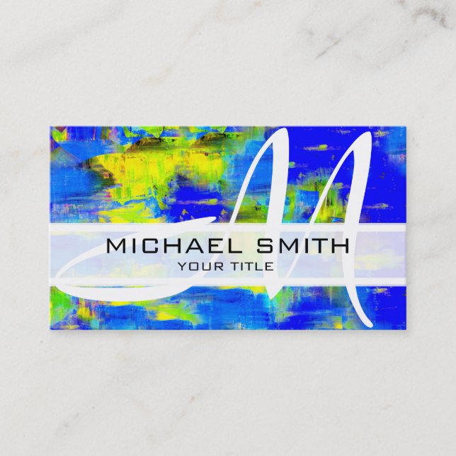 Abstract Coloured Modern Monogram #12 Business Card (Front)