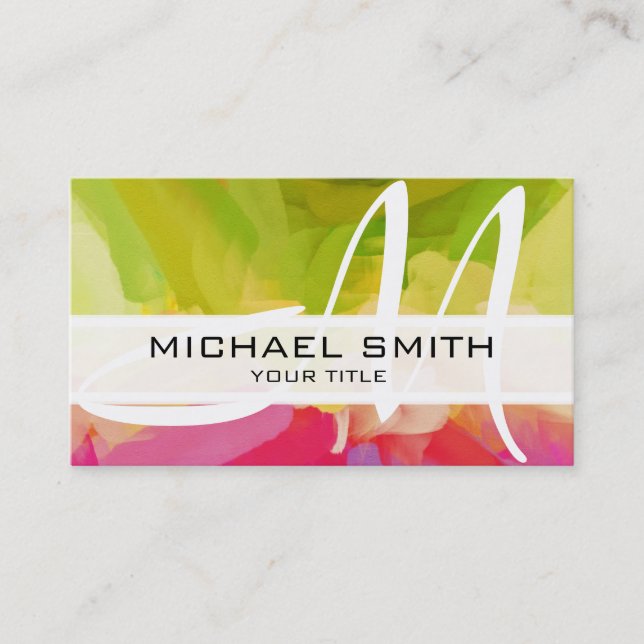 Abstract Coloured Modern Monogram #18 Business Card (Front)