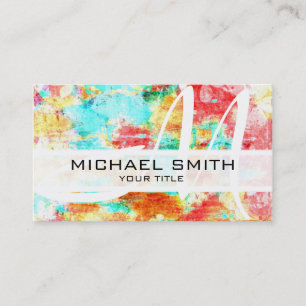 Abstract Coloured Modern Monogram #9 Business Card