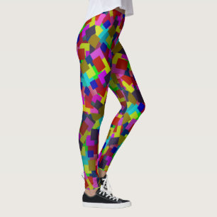 Abstract Coloured Scattered Paper Pattern, Leggings