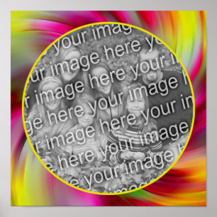 Abstract Coloured Swirls Frame Add Your Photo Poster