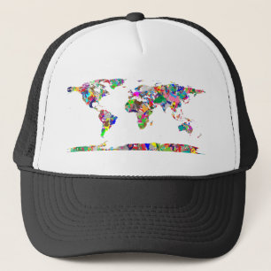 Abstract Coloured World Map 2 Trucker Hat