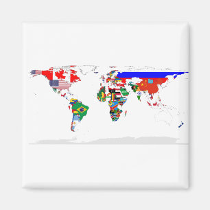 Abstract Coloured World Map Magnet