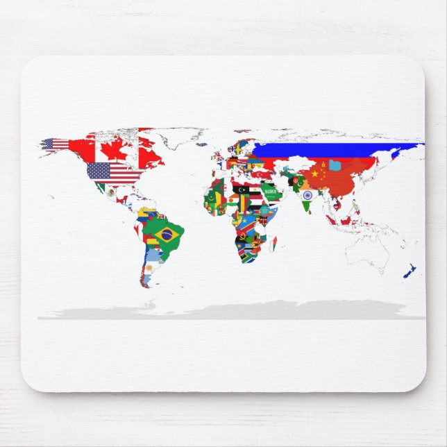 Abstract Coloured World Map Mouse Mat (Front)