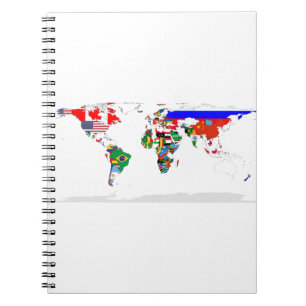Abstract Coloured World Map Notebook