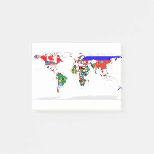 Abstract Coloured World Map Post-it Notes