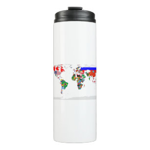 Abstract Coloured World Map Thermal Tumbler