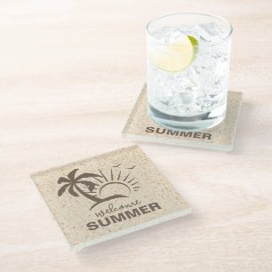 Abstract Colourful Aesthetic Modern Summer Beach Glass Coaster