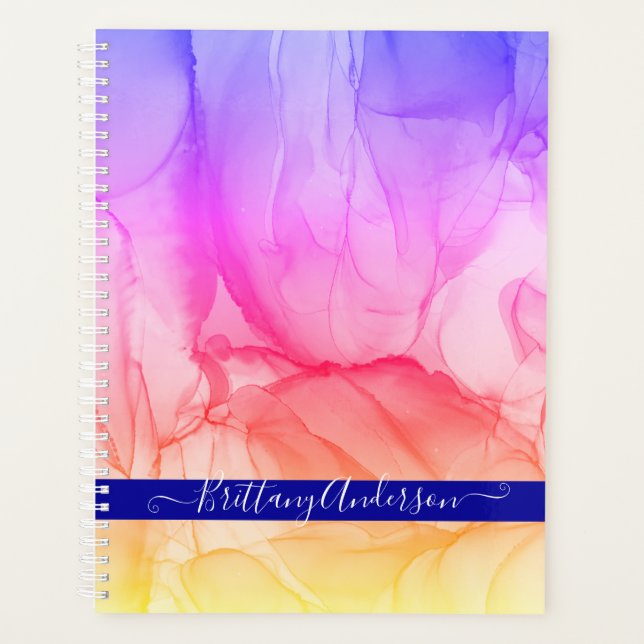 Abstract Colourful Alcohol Ink Art Business Planner (Front)