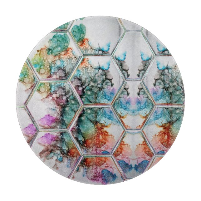 Abstract Colourful alcohol ink art  Cutting Board (Front)