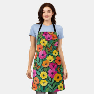 Abstract Colourful Anemones Butterflies Apron