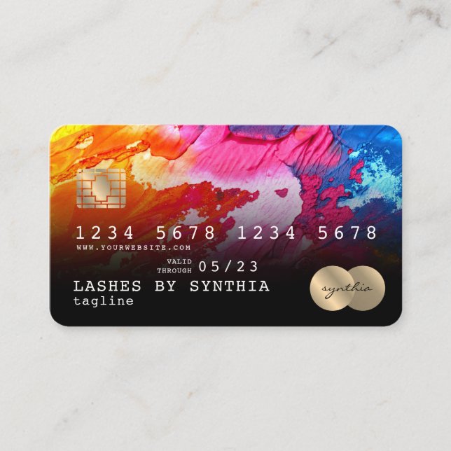Abstract colourful  art Credit Card Style Gold (Front)