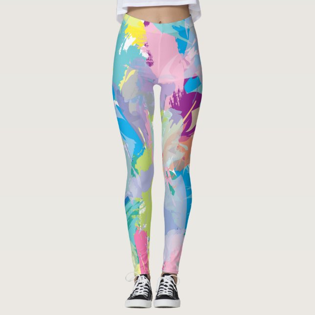 Abstract Colourful Art Modern Comfortable Leggings (Front)