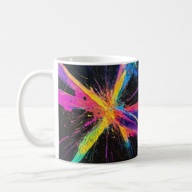 Abstract Colourful Art Mug, Splatter Paint Design Coffee Mug (Left)