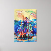 abstract colourful art of moving ship
