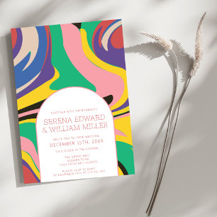 Abstract Colourful Artsy Arch Wedding Invitation