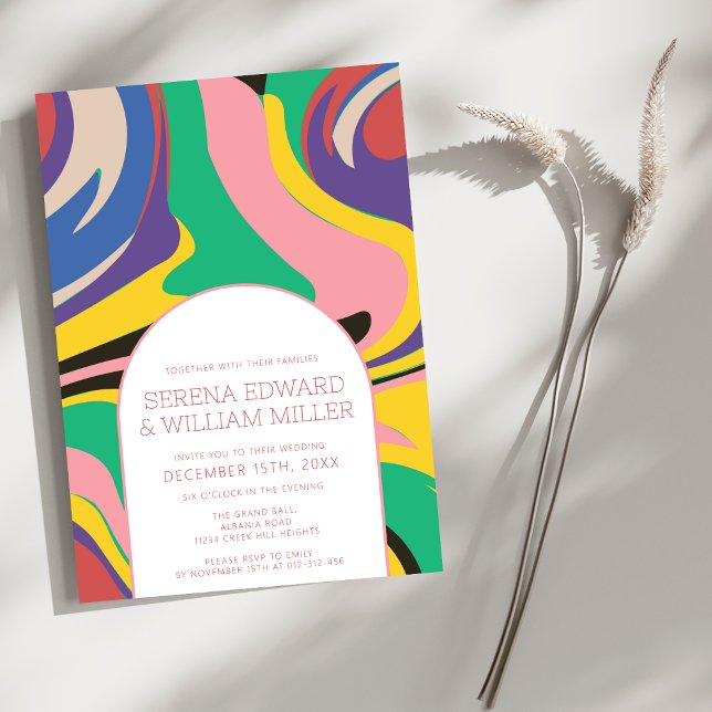 Abstract Colourful Artsy Arch Wedding  Invitation (Creator Uploaded)