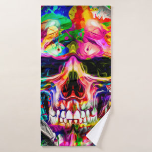abstract colourful background with colourful skull bath towel