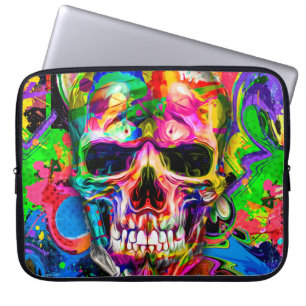 abstract colourful background with colourful skull laptop sleeve