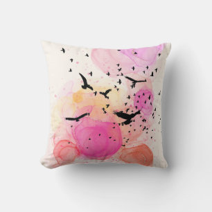 Abstract colourful birds pattern cushion
