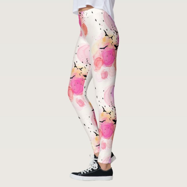 Abstract colourful birds pattern leggings (Left)