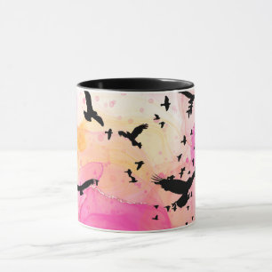 Abstract colourful birds pattern mug