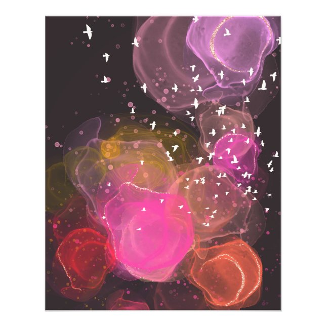 Abstract colourful birds pattern photo print (Front)