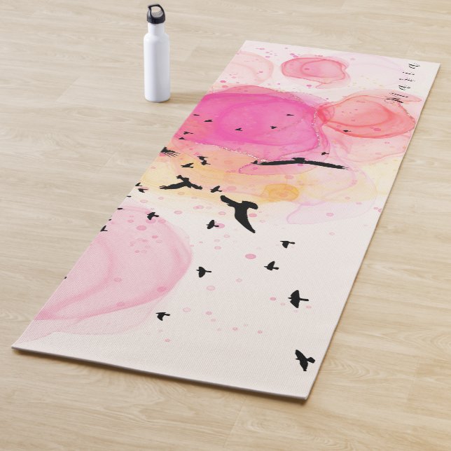 Abstract colourful birds pattern yoga mat (In Situ)