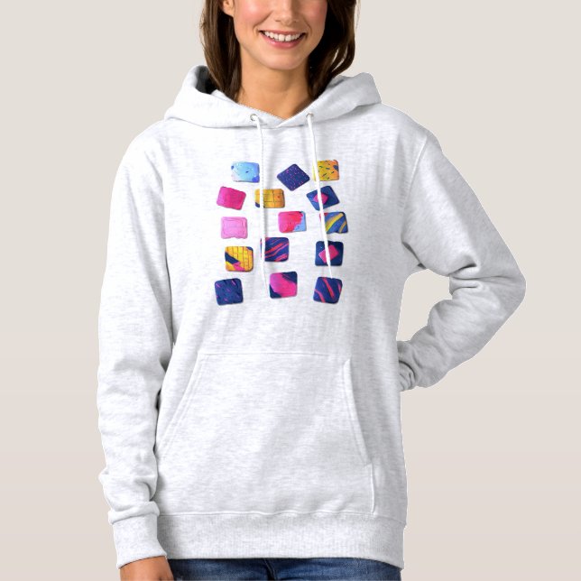 Abstract Colourful Blocks Pattern Hoodie (Front)