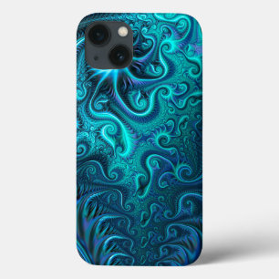 Abstract Colourful Blue & Teal Spiral Pattern iPhone 13 Case
