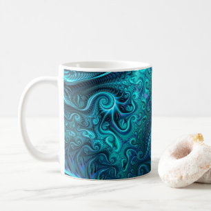 Abstract Colourful Blue & Teal Spiral Pattern Coffee Mug