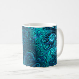 Abstract Colourful Blue & Teal Spiral Pattern Coffee Mug
