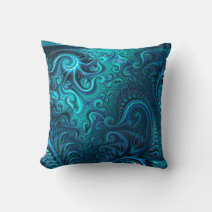 Abstract Colourful Blue & Teal Spiral Pattern  Cushion