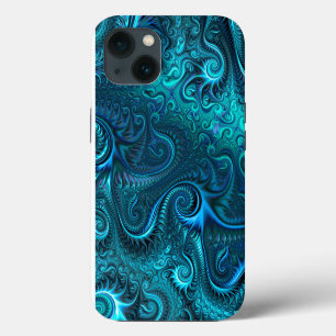 Abstract Colourful Blue & Teal Spiral Pattern iPhone 13 Case