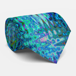 Abstract Colourful Blue Wavy Mosaic Retro Tie